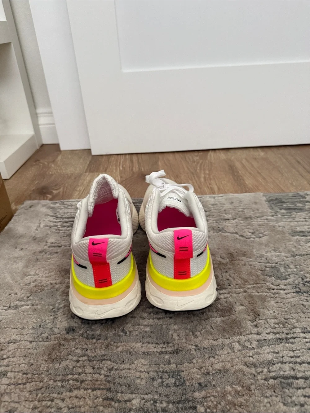 Nike Cream Running Shoes with Pink & Yellow Accents